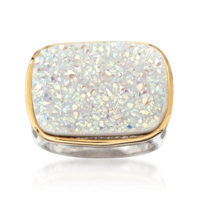 White Drusy Ring in Two-Tone &mdash; Alt Image 1