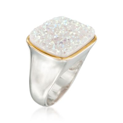 White Drusy Ring in Two-Tone &mdash; Alt Image 3