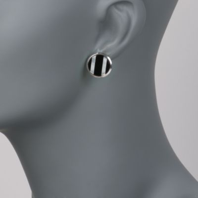 Italian Black Onyx and Mother-Of-Pearl Earrings in Sterling Silver &mdash; Alt Image 2