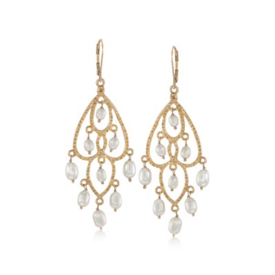 Pearl Chandelier Earrings in 14kt Gold Over Sterling &mdash; Alt Image 1