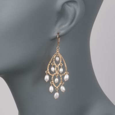 Pearl Chandelier Earrings in 14kt Gold Over Sterling &mdash; Alt Image 2