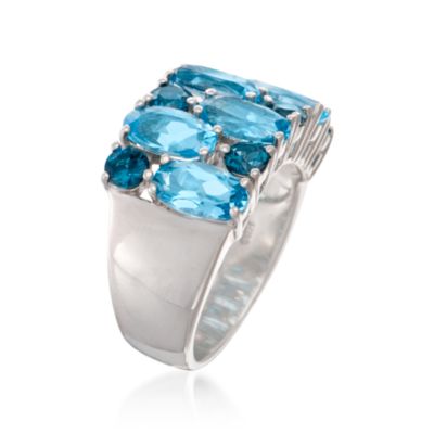 7.10 ct. t.w. Blue Topaz Cluster Ring in Sterling Silver &mdash; Alt Image 3