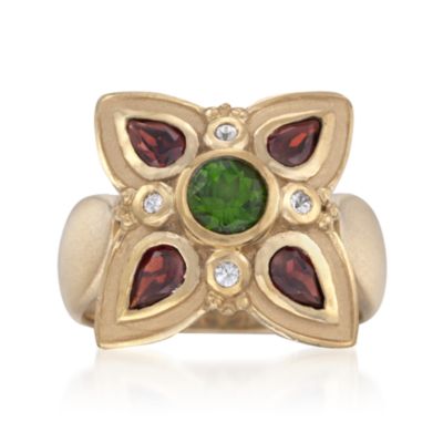 .50 Carat Green Chrome Diopside and .55 ct. t.w. Multi-Gem Ring in 18kt Gold Over Sterling &mdash; Alt Image 1