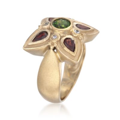 .50 Carat Green Chrome Diopside and .55 ct. t.w. Multi-Gem Ring in 18kt Gold Over Sterling &mdash; Alt Image 3