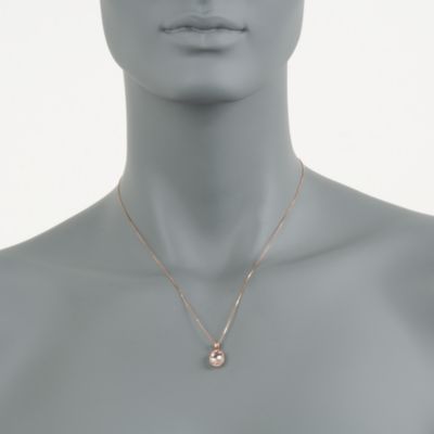 1.70 Carat Morganite Drop Necklace With Diamonds in 14kt Rose Gold. 18" &mdash; Alt Image 2