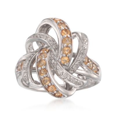 .60 ct. t.w. Citrine and .10 ct. t.w. Diamond Ribbon Ring in Sterling Silver &mdash; Alt Image 1