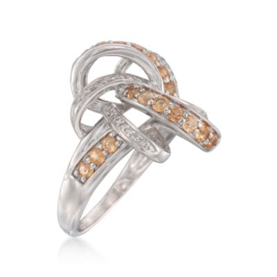 .60 ct. t.w. Citrine and .10 ct. t.w. Diamond Ribbon Ring in Sterling Silver &mdash; Alt Image 3