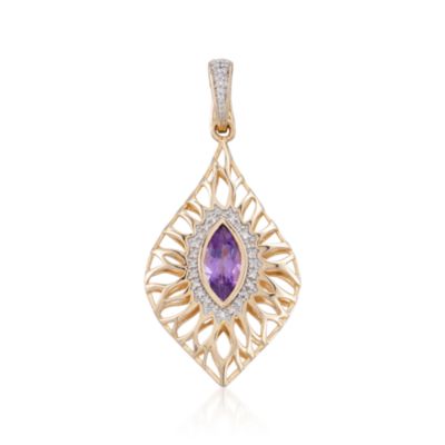 .80 Carat Amethyst and .10 ct. t.w. Diamond Pendant in 18kt Over Sterling &mdash; Alt Image 1