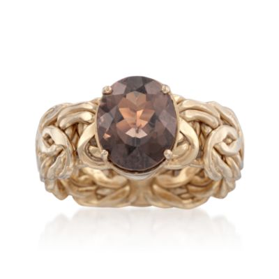 3.00 Carat Smoky Quartz Byzantine Ring in 18kt Over Sterling &mdash; Alt Image 1