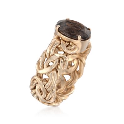 3.00 Carat Smoky Quartz Byzantine Ring in 18kt Over Sterling &mdash; Alt Image 3