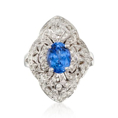 2.30 Carat Tanzanite and .81 ct. t.w. Diamond Ring in 14kt White Gold &mdash; Alt Image 1