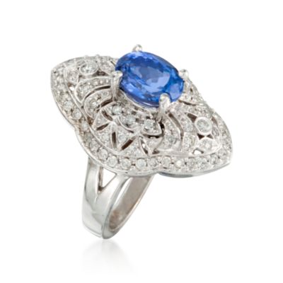 2.30 Carat Tanzanite and .81 ct. t.w. Diamond Ring in 14kt White Gold &mdash; Alt Image 3