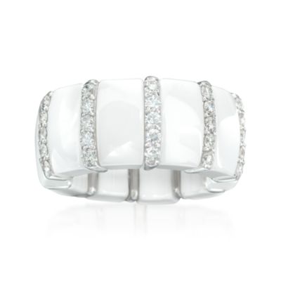 Roberto Demeglio "Domino" .88 ct. t.w. Diamond Ring in Ceramic and 18kt White Gold. Size 7 &mdash; Alt Image 1