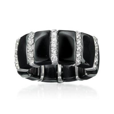 Roberto Demeglio "Domino" .88 ct. t.w. Diamond Ring in Ceramic and 18kt White Gold. Size 7 &mdash; Alt Image 1