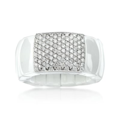 Roberto Demeglio "Domino" .78 ct. t.w. Diamond Ring in Ceramic and 18kt White Gold. Size 7 &mdash; Alt Image 1