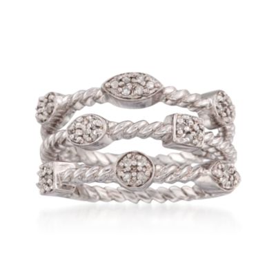Set of Three Stackable .16 ct. t.w. Diamond Band Rings in Sterling Silver &mdash; Alt Image 1