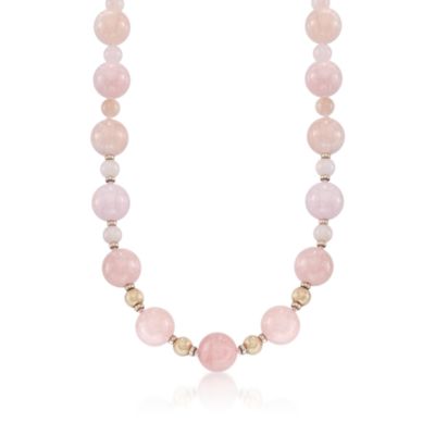560.00 ct. t.w. Morganite Bead Necklace in 14kt Yellow Gold &mdash; Alt Image 1