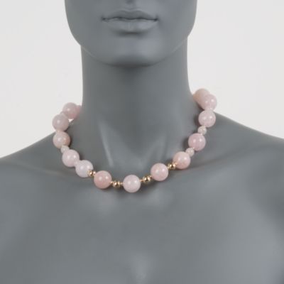 560.00 ct. t.w. Morganite Bead Necklace in 14kt Yellow Gold &mdash; Alt Image 3