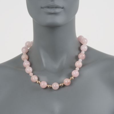 560.00 ct. t.w. Morganite Bead Necklace in 14kt Yellow Gold &mdash; Alt Image 4