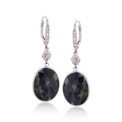 13.00 ct. t.w. Gray Sapphire Slice and .20 ct. t.w. Earrings in 14kt White Gold &mdash; Alt Image 1
