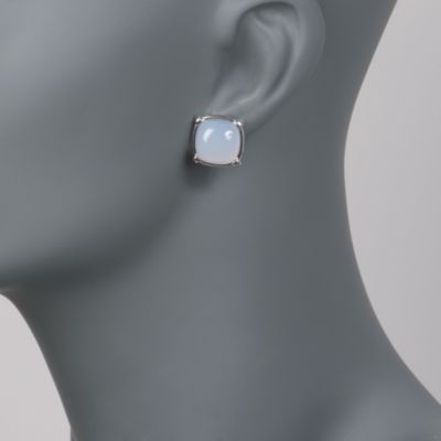 Italian Cabochon Blue Chalcedony Earrings in Sterling Silver &mdash; Alt Image 2