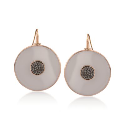 Round Grey Bakelite and 1.78 ct. t.w. Diamond Earrings in 18kt Rose Gold &mdash; Alt Image 1