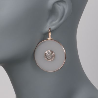 Round Grey Bakelite and 1.78 ct. t.w. Diamond Earrings in 18kt Rose Gold &mdash; Alt Image 2