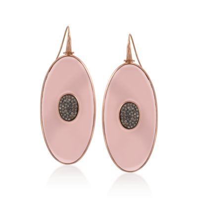 Oval Bakelite and 1.52 ct. t.w. Diamond Earrings in 18kt Rose Gold &mdash; Alt Image 1