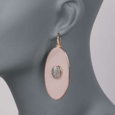 Oval Bakelite and 1.52 ct. t.w. Diamond Earrings in 18kt Rose Gold &mdash; Alt Image 2
