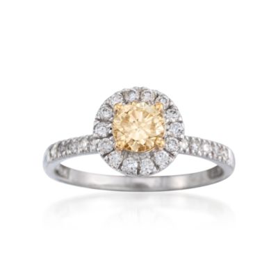 .88 ct. t.w. Fancy Yellow and White Diamond Ring in 18kt Two-Tone Gold &mdash; Alt Image 1