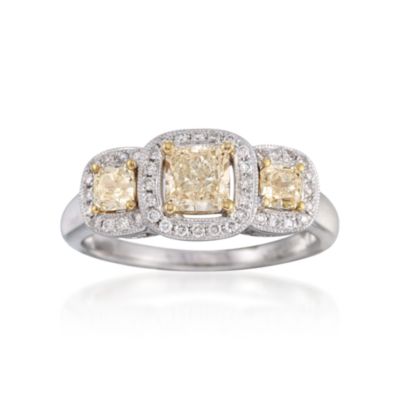 1.17 ct. t.w. Fancy Yellow and White Diamond Ring in 18kt Two-Tone Gold &mdash; Alt Image 1