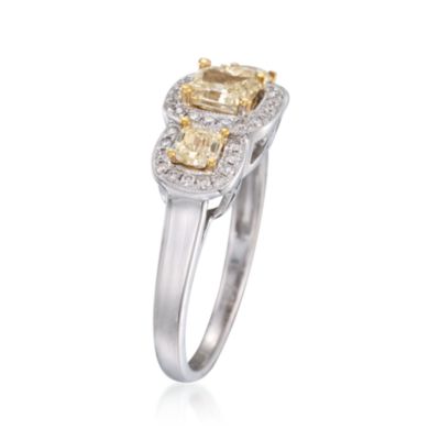 1.17 ct. t.w. Fancy Yellow and White Diamond Ring in 18kt Two-Tone Gold &mdash; Alt Image 3