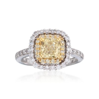 2.28 ct. t.w. Fancy Yellow and White Diamond Ring in 18kt Two-Tone Gold &mdash; Alt Image 1