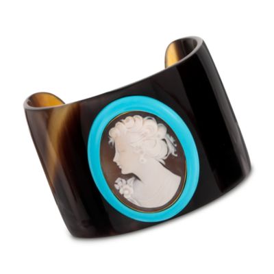 Italian Cameo Cuff Bracelet in 22kt Over Sterling. 8" &mdash; Alt Image 1