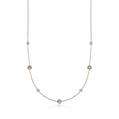.80 ct. t.w. Multicolored Gemstone Station Necklace With .10 ct. t.w. Diamonds in Sterling Silver &mdash; Alt Image 1