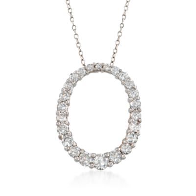 1.80 ct. t.w. CZ Oval Necklace in Sterling Silver. 17" &mdash; Alt Image 1