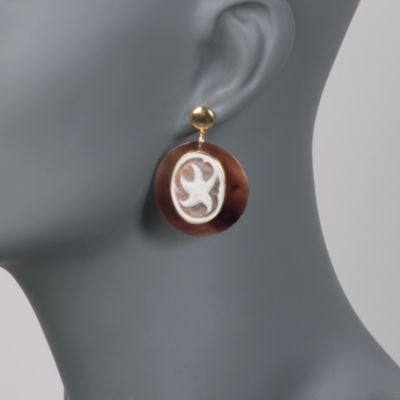 Italian Starfish Cameo Earrings in 22kt Over Sterling &mdash; Alt Image 2