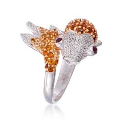 1.30 ct. t.w. Citrine Koi Ring With Garnets and Diamonds in Sterling Silver &mdash; Alt Image 3