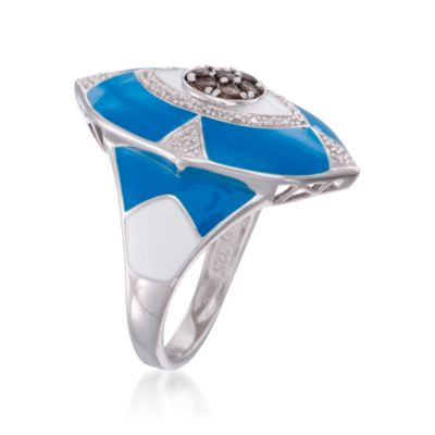 .15 ct. t.w. Smoky Quartz and .10 ct. t.w. Diamond Evil Eye Ring in Sterling Silver &mdash; Alt Image 3