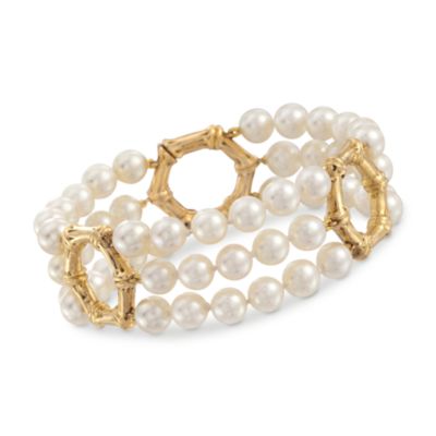 C. 1980 Vintage Tiffany Jewelry Multi-Strand Pearl Bracelet in 18kt Yellow Gold. 7.75" &mdash; Alt Image 1