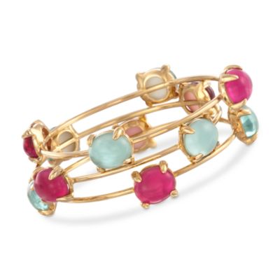 Set of 3 Italian Multicolored Doublet Bangle Bracelets in 24kt Gold Over Sterling. Size 8 &mdash; Alt Image 1
