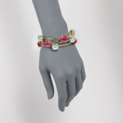 Set of 3 Italian Multicolored Doublet Bangle Bracelets in 24kt Gold Over Sterling. Size 8 &mdash; Alt Image 2