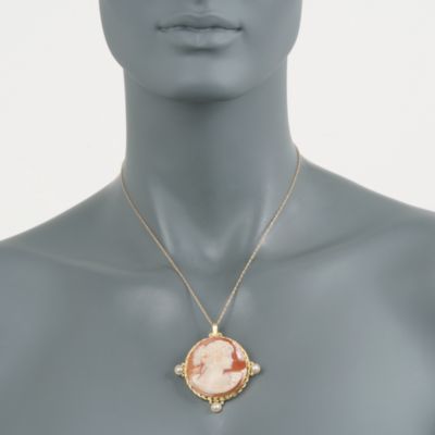 Italian Cameo Pin Pendant With Pearls in 14kt Over Sterling &mdash; Alt Image 2