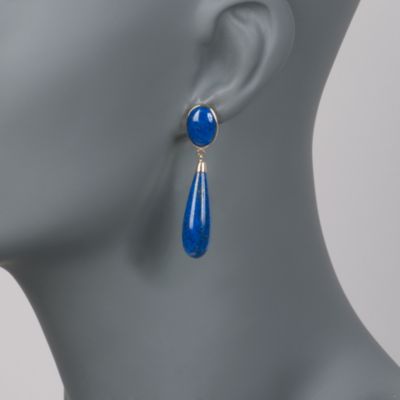 Lapis Teardrop Earrings in 14kt Yellow Gold &mdash; Alt Image 2
