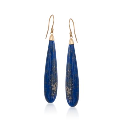 Lapis Teardrop Earrings in 14kt Yellow Gold &mdash; Alt Image 1
