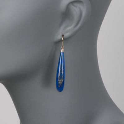 Lapis Teardrop Earrings in 14kt Yellow Gold &mdash; Alt Image 2