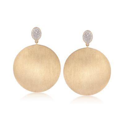 .10 ct. t.w. Diamond Brushed Disc Earrings in 18kt Over Sterling &mdash; Alt Image 1