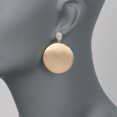 .10 ct. t.w. Diamond Brushed Disc Earrings in 18kt Over Sterling &mdash; Alt Image 2