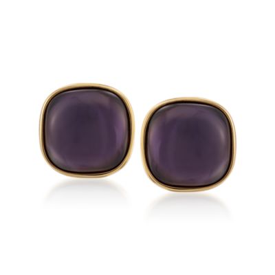 Mother-Of-Pearl and Purple Glass Doublet Earrings in 24kt Gold Over Sterling Silver &mdash; Alt Image 1