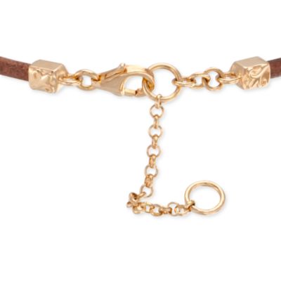 Leather Cord Bracelet With a Green Agate Slice With .10 ct. t.w. Diamonds in 18kt Over Sterling. 7" &mdash; Alt Image 3